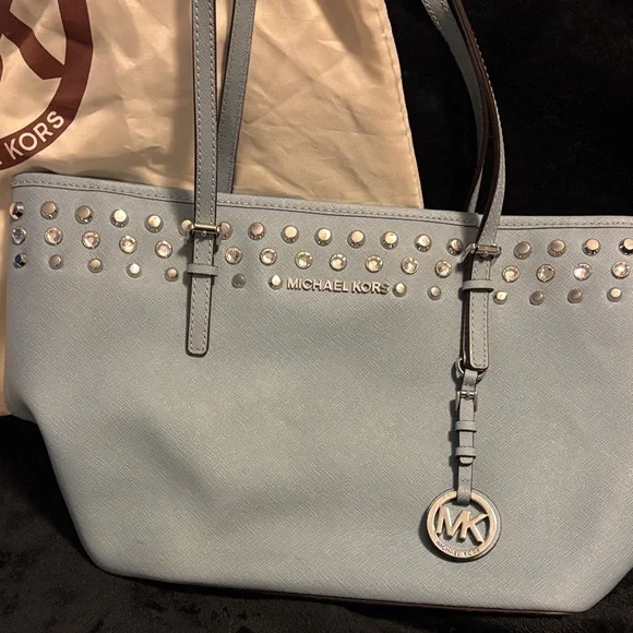 Michael Kors Light Blue Tote with Gold Studs - Picture 2 of 6
